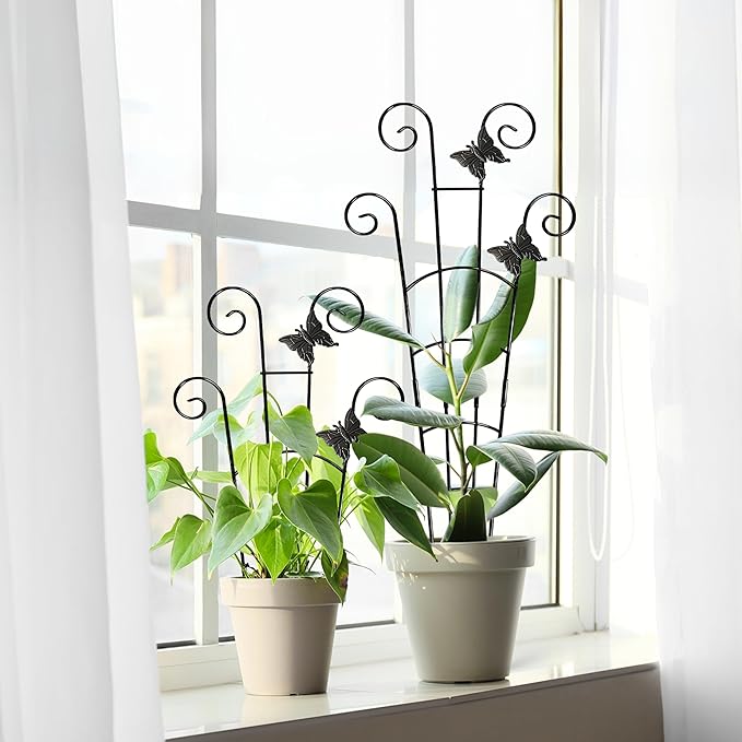 COOMIN 30'' Monstera Plant Support Outdoor, Metal Expandable Plant Supports for Indoor Plants, 2P Garden Trellis for Climbing Plants Indoor - Ivy, Pothos, Philodendron, Hoya