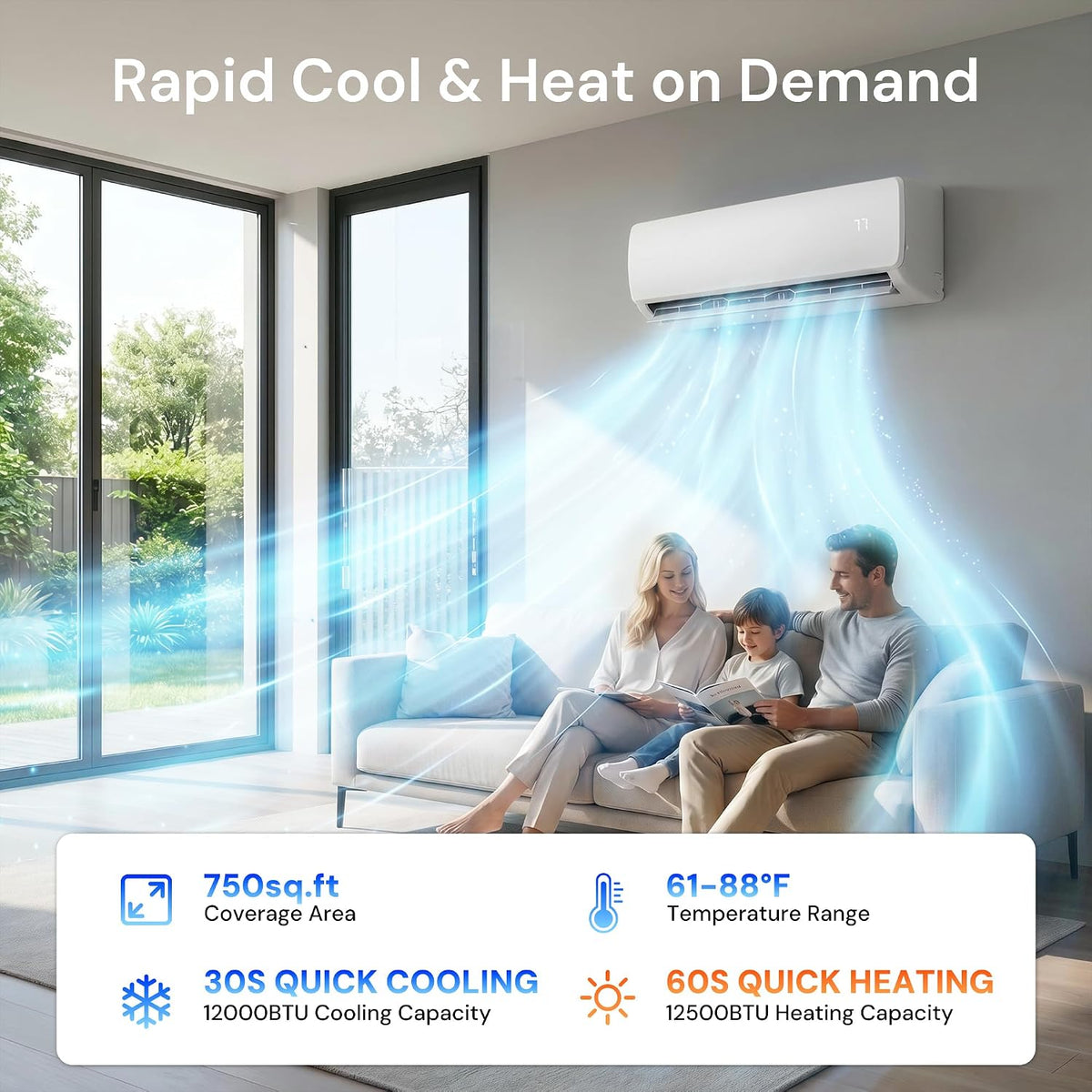 mepty 12000btu mini split ac/heating system, 19 seer2 shown in use