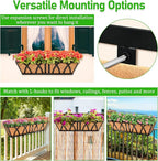 Riare 2 Pack 24 Inch Metal Railing Planter Window Box with Coco Liner- Adjustable Window Flower Boxes for Railings, Hanging Rail Planters for Deck, Balcony, Porch, Fence, Indoor Outdoor Plants