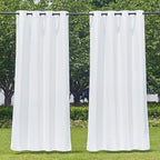 NICETOWN Canvas Waterproof Outdoor Curtains for Patio, Rustproof Grommet Indoor Outdoor Light & Heat & Cold Blocking Porch Curtains for Yard/Gazebo/Porch, W55 x L78, Lily White
