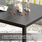 VICLLAX Patio Dining Set for 6, Outdoor Furniture Set Includes 63" Rectangle Patio Table and 6 Patio Sling Chairs, Outdoor Table and Chairs for Outsides, Black Tabletop and Dark Grey Fabric