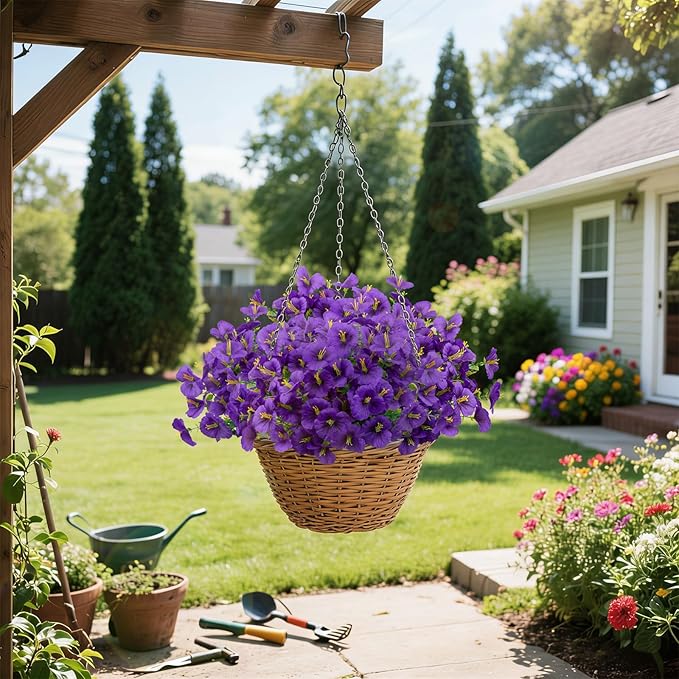 24 Bundles Artificial Pansy Flowers for Outdoor, Faux Silk Pansies Spring Flowers Outside for Planter Front Door Porch Patio Yard Window Box Home Decor (Purple)