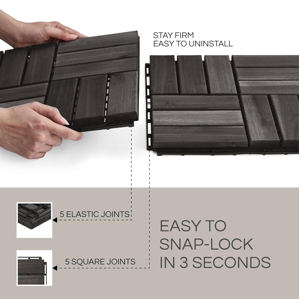 thyoi premium deck tiles, 10 pcs patio flooring, side view