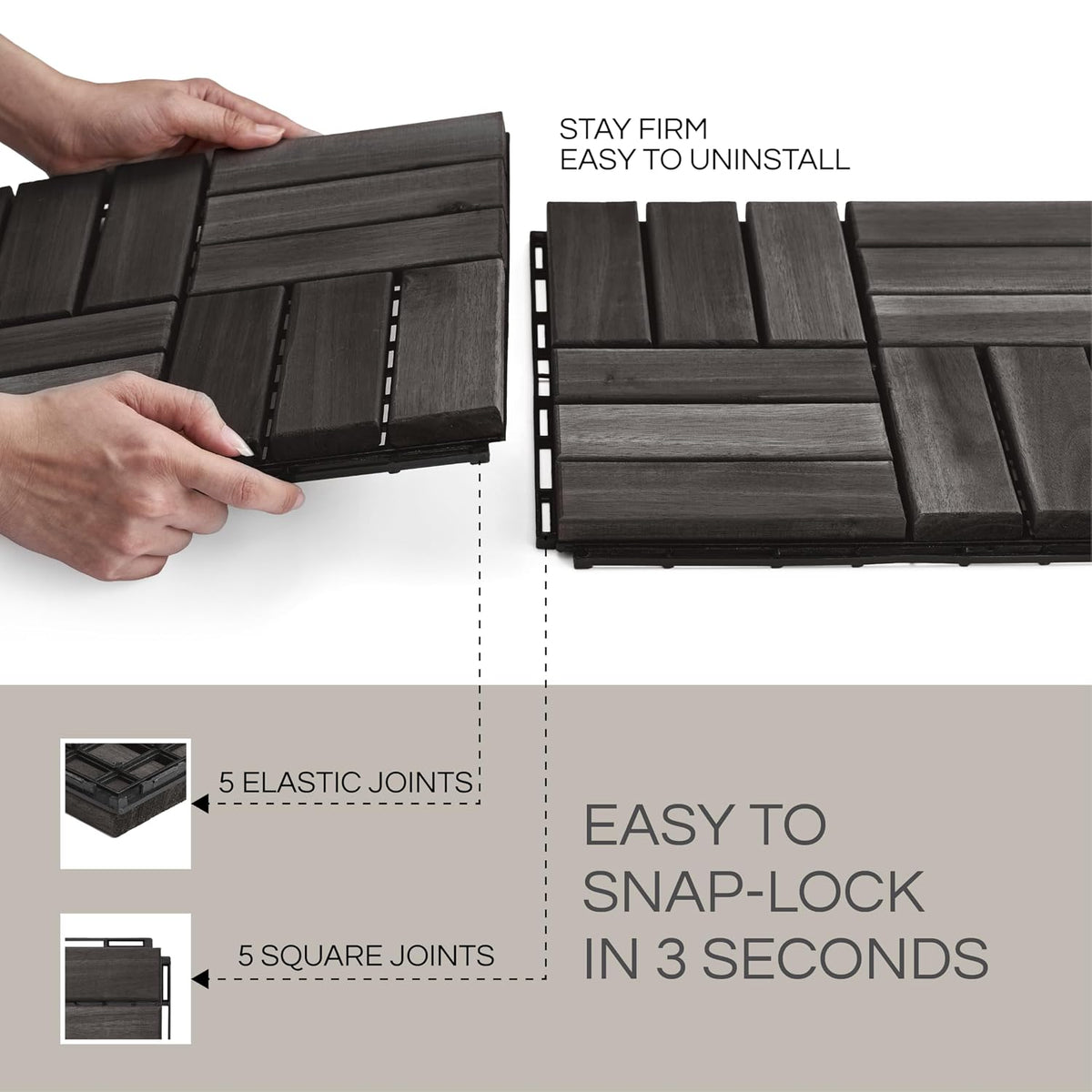 thyoi premium deck tiles, 10 pcs patio flooring, side view