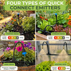 Drip Irrigation System Kit with Atomizing Copper Nozzles, 50 feet | For Raised Beds, Potted Plants or Greenhouse with 16pcs 360° Adjustable Watering Spray Nozzles