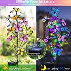 Solar Garden Lights Outdoor, Waterproof 4 Pack Solar Butterfly Lights with 60 LED 12 Butterfly Colorful Lighting for Garden Yard Lawn Outdoor Decor, Gift for Mom Women Mother's Day