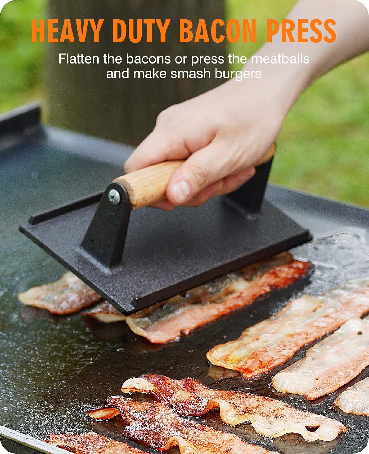 Griddle Accessories Kit for Blackstone with Dome and Burger Press | Includes a 12.5 inch 304 stainless steel dome and rectangular cast iron press for burgers, bacon, steaks, and vegetables.
