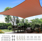 Quictent 12x16ft 185G HDPE Rectangle Sun Shade Sail Canopy 98% UV Block Outdoor Patio Garden with Hardware Kit (Terracotta)