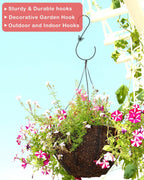 PACETAP Bird Feeders Hanger 12-Inch, 4PCS Metal Hummingbird Feeder Hooks, Heavy Duty Plant Hangers Outdoor for Hanging Plants, Wind Chimes, Christmas Ornaments and More (Black)