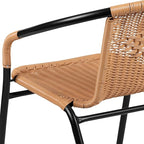 Flash Furniture Lila 2 Pack Beige Rattan Indoor-Outdoor Restaurant Stack Chair