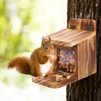 Wooden Squirrel Feeder Box, Sturdy Squirrel Feeding House with Thickness 1.5CM Wood, No Assembly Required, for Backyard Outside Garden (1 PCS)