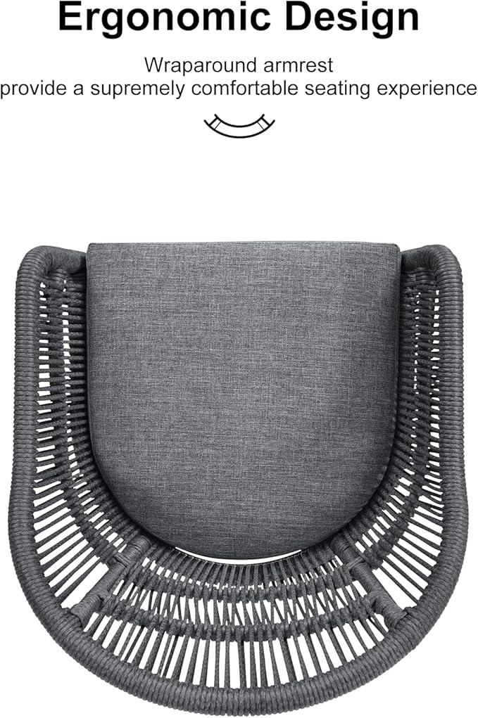 PURPLE LEAF 5 Pieces Oversized Square Patio Dining Set with Outdoor Aluminium Dining Table and Woven Chairs Modern Metal Furniture Cushions Sets for Garden Yard Indoor Decor Kitchen Gray