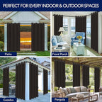 PureFit Outdoor Curtains for Patio Waterproof Weatherproof, UV Resistant Outside Curtains for Gazebo, Front Porch, Pergola, Sun Blocking Privacy Curtain, 52W x 84L inch, 1 Panel, Chocolate