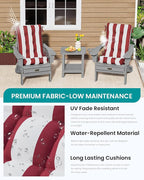 SERWALL HDPE Outdoor Rocking Chair Cushion Set of 4, Memory Foam Cushion Red White