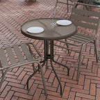 Flash Furniture Bellamy 23.75'' Round Tempered Glass Metal Table, Bronze