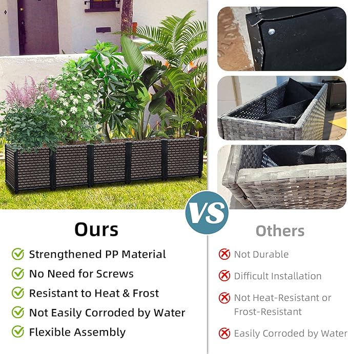 Large Planters for Outdoor Plants - Deepened 20" H, Raised Beds for Gardening Self Watering, Elevated Planter Box with Legs, Rectangular Garden Planters for Outdoor Plants Flowers, 62.9"L x 15.7"W