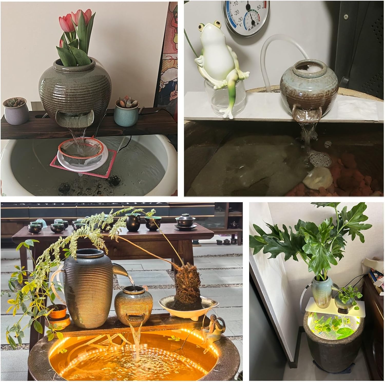Ceramic Water Fountain Spout U-Shaped, Spitters for Small Ponds | Fish Tank Water Circulation for Patio Pond Pool, Decoration Landscaping Fountain Ornaments(23*20*19cm/9.1*7.9*7.5in)