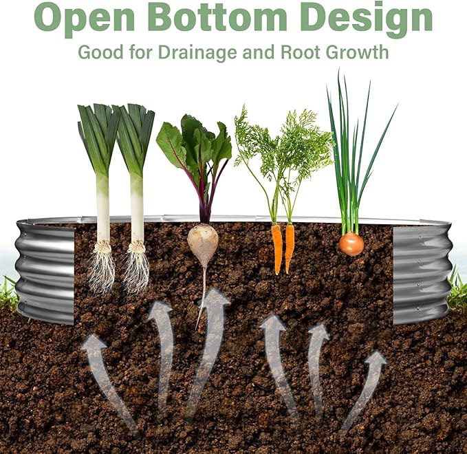 TATAANTY Raised Garden Bed for Outdoor: 4x2x1ft Durable Metal Vegetable Plant Container Kit - Oval Planter Box for Gardening Flower Trough Galvanized - 1 Pack