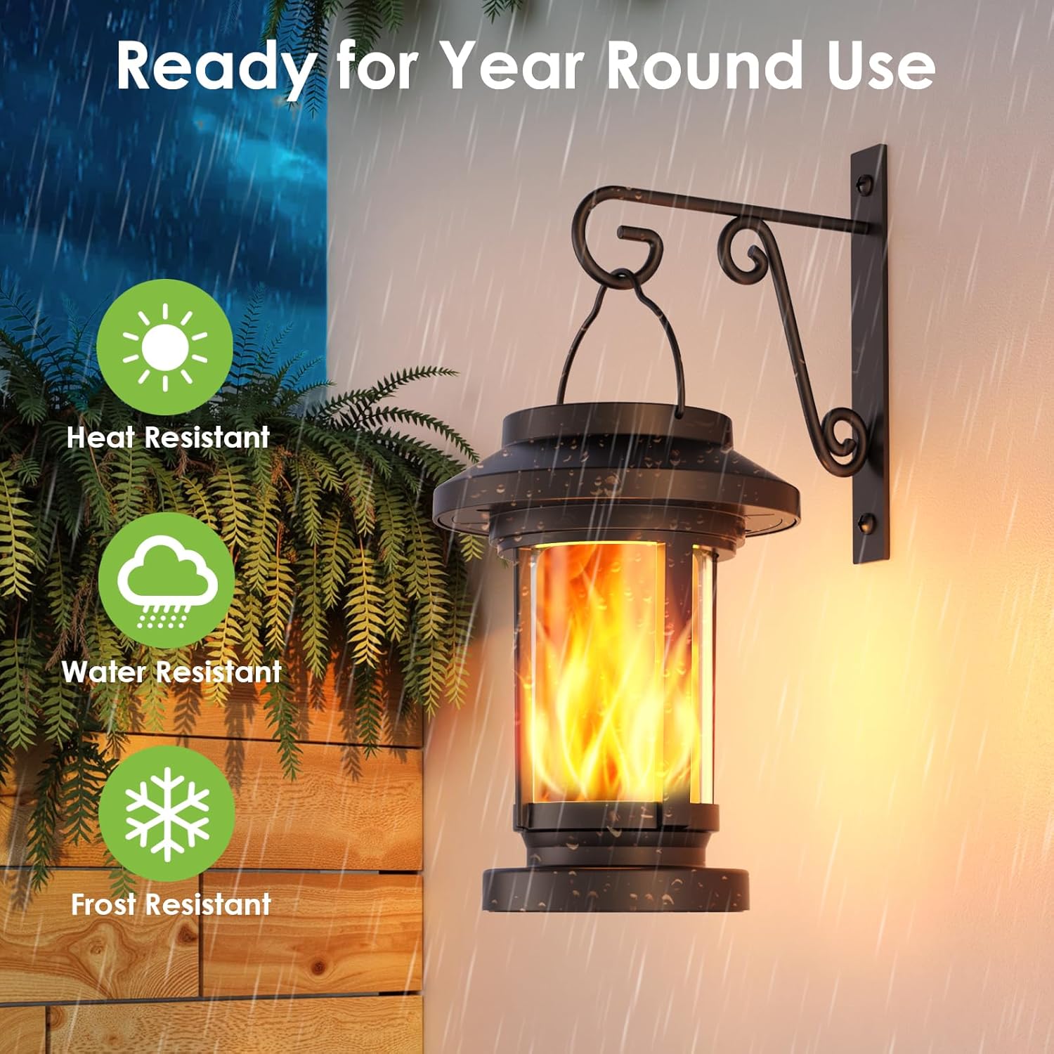 Solar Lantern Outdoor Waterproof, Flickering Flameless Solar Lights Hanging Lantern, Auto On/Off Decorative Solar Garden Lights for Patio Yard Porch Pathway Camping Decor