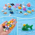 60 Pcs Mini Ocean Resin Animals Figures 60 Styles for Aquarium Decorations | Tiny Sea Animal to Hide Little Animals Figures for Fish Tank Ornaments Fairy Garden Miniature Landscape Dollhouse Accessories
