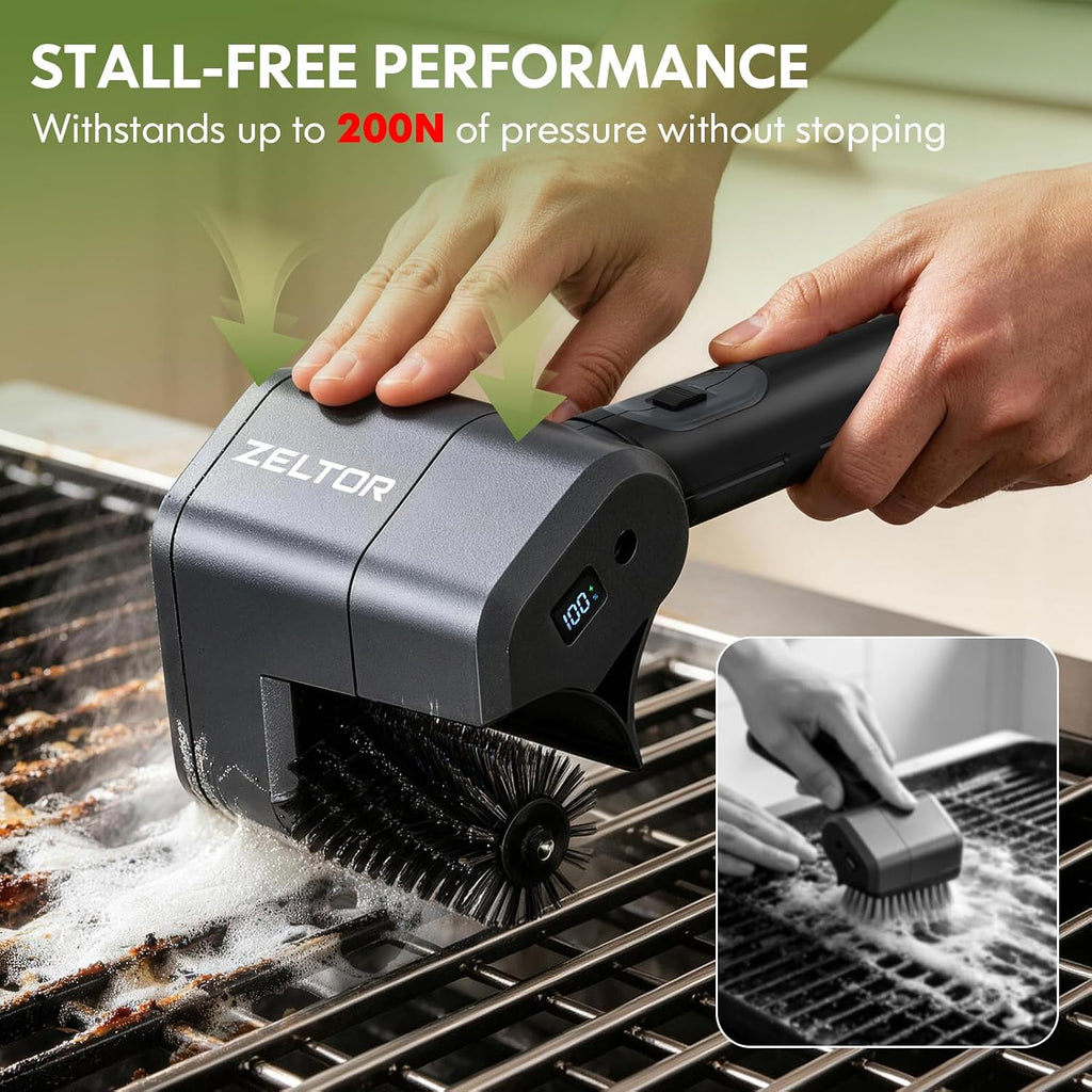 Electric Grill Brush, 2 Pack Cordless BBQ Giddy Up Grill Cleaner | 400 RPM，12V Cordless，1500mAh Battery, 66mm Grill Grate Cleaner for Outdoor Barbecue, Patio, Camping, Backyard