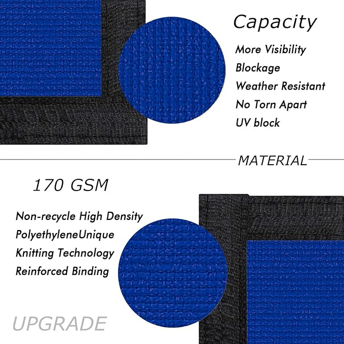 UPGRADE Privacy Screen 5' x 50' Fence Commercial Shade Cover with Brass Grommets Heavy Duty Perfect for Outdoor Back Yard, Blue, Customizable