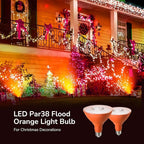 EDISHINE PAR38 Orange LED Flood Light Bulbs Outdoor, Dimmable LED Light Bulb, 18W(120W Equivalent), Outdoor Weatherproof Light Bulb, E26 Base, 2 Pack