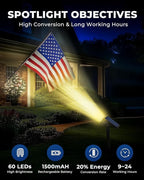 HGGH Solar Lights Outdoor Waterproof IP67, 60 LED 3 Lighting Modes Solar Spot Lights Outdoor for Yard Garden Pathway Landscape, Auto On/Off, Function 2 in 1(Warm White, 4 Pack)