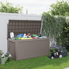 261 Gallon Outdoor Deck Box, Lockable Waterproof Outdoor Storage Boxes For Garden Tools,Indoor Cushions,Accessories Outside Storage Resin Weatherproof Container(Grey)