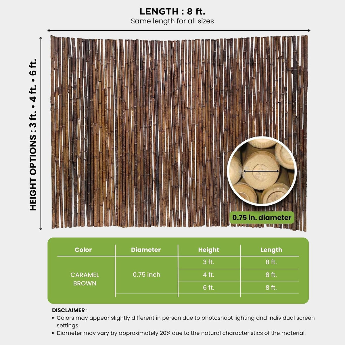 forever bamboo caramel brown bamboo fencing decorative rolled on a desk or shelf