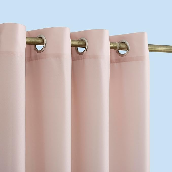Sun Zero Marina Indoor/Outdoor UV Protectant Energy Efficient Grommet Curtain Panel, 54" x 108", Rose Quartz