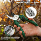 Bypass Pruning Shears, 3/8-Inch Cut Capacity Garden Clippers, Gardening Scissors with Sharp, Rust Resistant Steel Blade (Green, 3/8'')