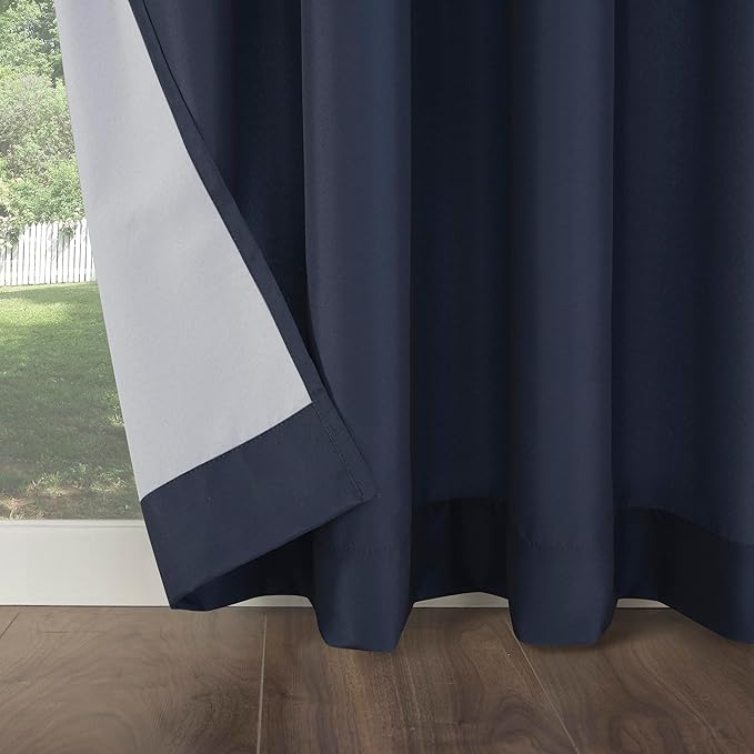 Sun Zero Marina Indoor/Outdoor UV Protectant Energy Efficient Grommet Curtain Panel, 54" x 95", Navy Blue