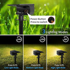 Solar Spot Lights Outdoor 2 Pack, [46 LED/3 Modes] Solar Landscape Spotlights Waterproof, 2-in-1 Auto On/Off Solar Powered Lights for Outside Yard Garden Wall Pathway(Warm White)