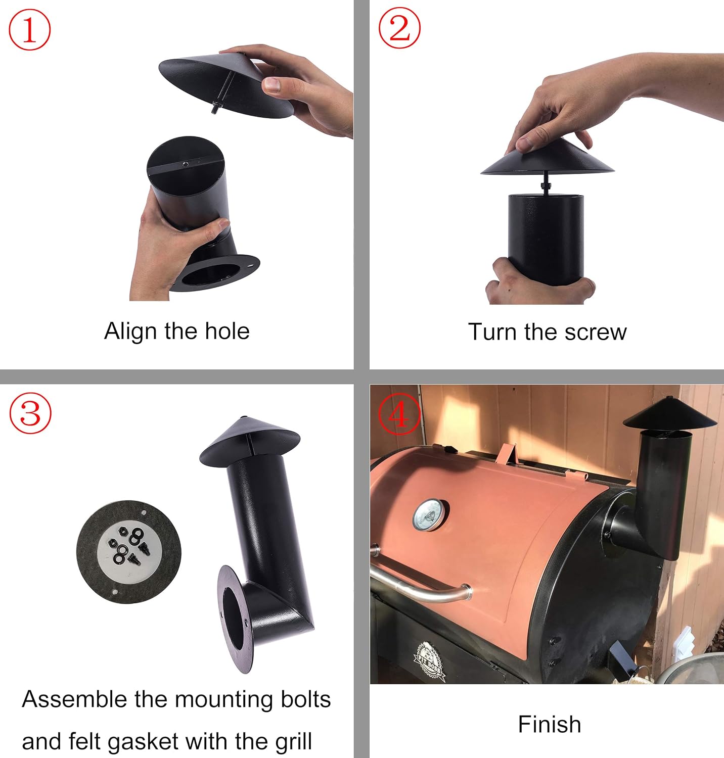 DELSbbq Grill Smoke Stack Replacement for Pit Boss, Traeger, Camp Chef | Also fits Other Pellet Grills Smokers, Complete All-in-One Installation Kit, Simple to install