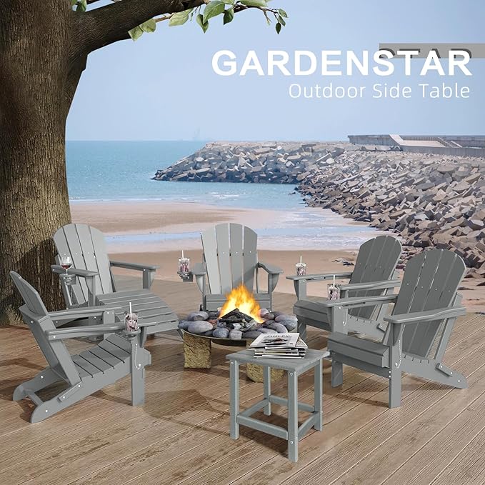Outdoor Side Tables Adirondack, HDPE Small Table for Patio,Outside End Table for Porch, Deck, Pool, Weather Resistant/Easy Maintenance
