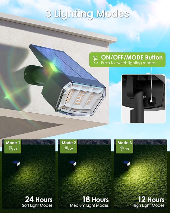 Solar Spot Lights Outdoor IP67 Waterproof 10 Pack, 63 LED 3 Modes Solar Landscape Spotlights for Yard Garden Pathway Wall House Garage (Warm White)