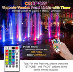 RGB Pond Lights with Timer, LED Underwater Submersible Colorful Landscape Spotlights, 98ft Remote Control IP68 Waterproof Fountain Lights for Fish Aquarium Tank Garden Yard Pool (Set of 2)