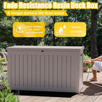 DRATO 280 Gallon Deck Box, Waterproof Resin Large Outdoor Storgae Box for Patio Furniture, Patio Cushions, Gardening Tools, Pool Supplies, Lockable（Gray，280 Gallon）