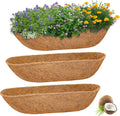 Halatool 30" Coco Liners for Planters, 3Pcs Coconut Liners for Window Boxes | 100% Natural Coconut Fiber, Replacement Liner for Wall & Railing Planters, Fence & Balcony, Breathable & Eco-Friendly