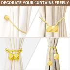 Hion Magnetic Curtain Tiebacks Golden 6 Pack, Curtain Tiebacks Buckles Holdbacks Holders Hooks Clip for Home Bedroom Office Decorative Thick or Thin Curtain