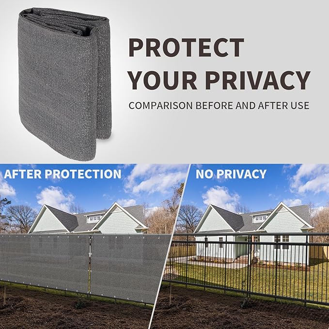 LOVE STORY Custom Size 3.3'x9' Dark Grey Balcony Privacy Screen,UV Block Privacy Fence Screen,90% Shield for Outdoor Pool Garden Apartment Railing