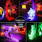 JSOT 2 Pack Christmas Solar Spotlights, RGB Solar Spot Light Outdoor Waterproof Color Changing Landscape Lighting with 9 Lighting Options Decor for Backyard Walkway Tree Lawn