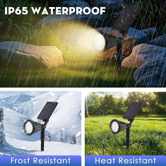 Solar Spot Lights Outdoor, 2-in-1 Wall Mount & Ground Stake 18 LEDs with 2 Lighting Modes, 7 Colors Changing, IP65 Waterproof Solar Landscape Lights for Garden, Pathway, Yard, Patio (1 Pack)