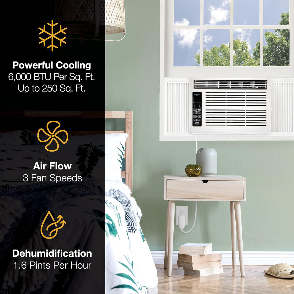 whirlpool 6,000 btu window air conditioner with dehumidifier, package contents