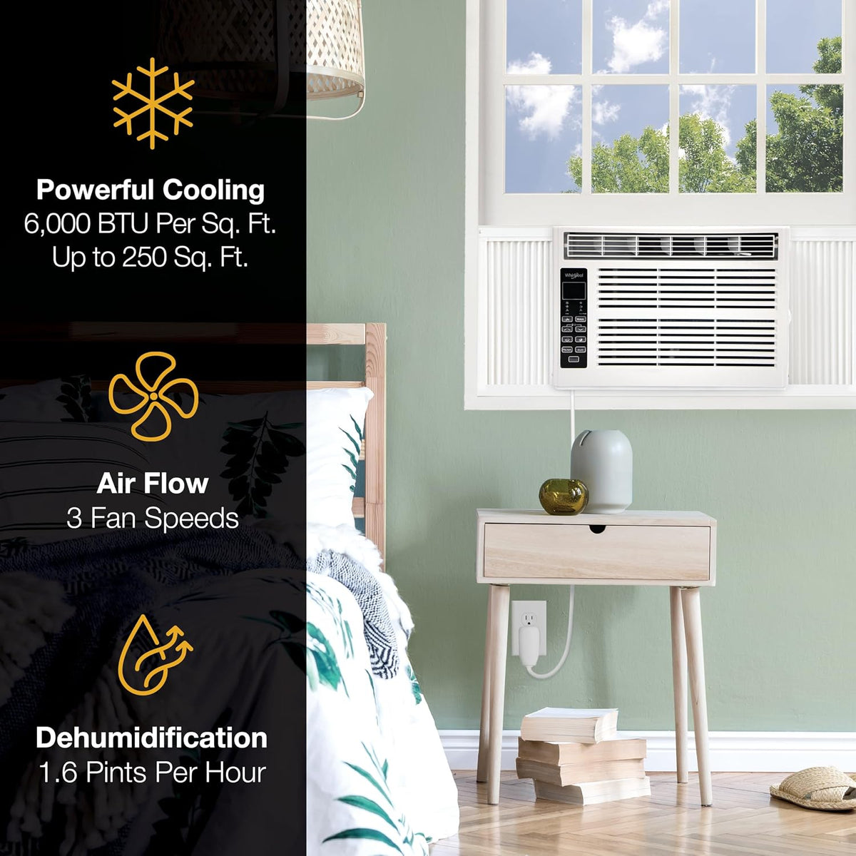 whirlpool 6,000 btu window air conditioner with dehumidifier, package contents
