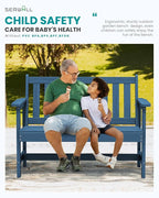 SERWALL Outdoor Bench, HDPE Outdoor Benches Weatherproof, 2-Person Garden Bench with 660 lbs Weight Capacity, Patio Benches for Outdoors, Garden, Porch, Backyard and Park, Navy Blue