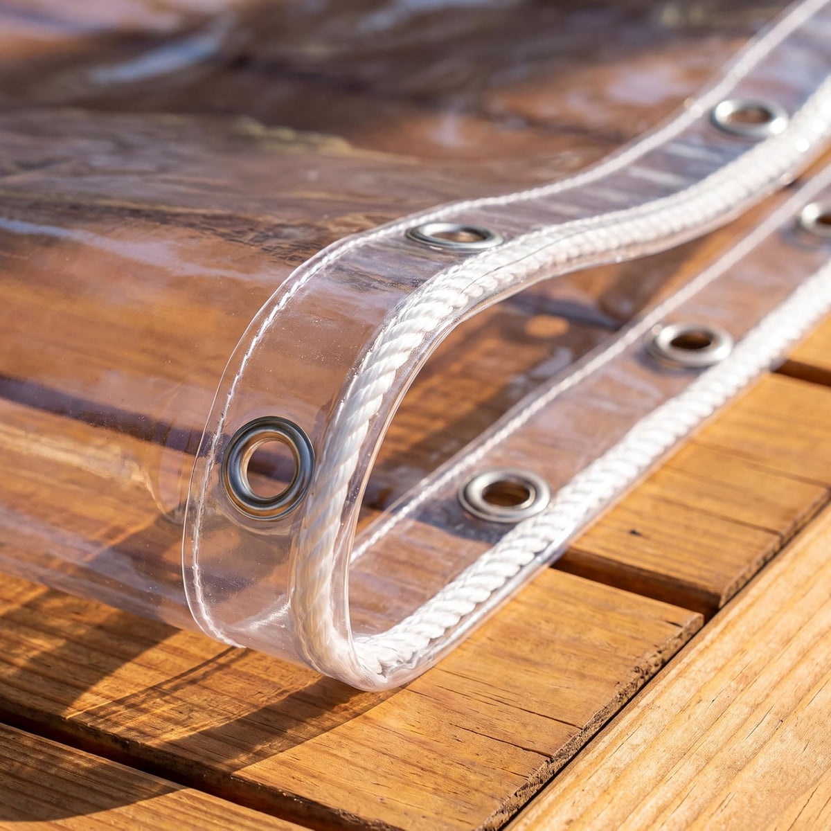 14 mil clear tarp heavy duty waterproof, tear-resistant, close-up detail