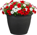 Sunnydaze 24-Inch Anjelica Large Plastic Pot for Plants - Outdoor Double-Walled Large Plastic Planter with Drillable Drainage Holes - Matte Black