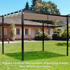 10' X 10' Pergola Shade Cover for Outdoor Retractable Durable Fabric Canopy Replacement Top Only, Sun Shade for Outside (Beige)